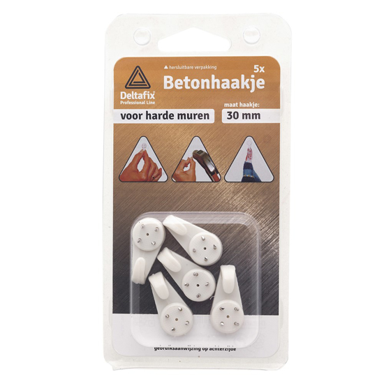 Afbeeldingen van BETONHAAKJE KLEIN WIT 19 MM 7ST