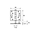 Afbeeldingen van VEILIGHEIDSKOGELLAGERSCHARNIER/89X89X2.4/RECHTHOEK/STAAL TOPCOAT/SKG3