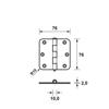 Afbeeldingen van ONGELAGERD SCHARNIER/76X76X2.0/RONDHOEK/STAAL TOPCOAT/LOS