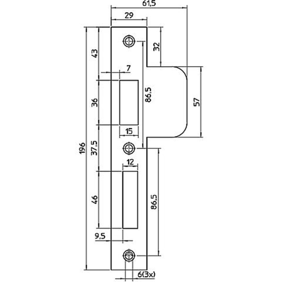 Afbeeldingen van SLUITPLAAT VP4139/17T DR2+4 LS RECHTHOEKIG