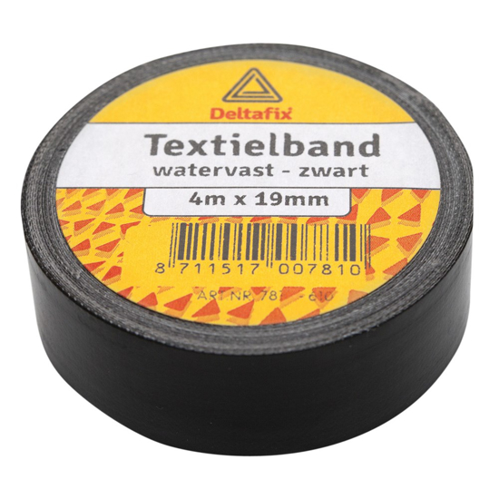 Afbeeldingen van DUCTTAPE ZELFKLEVEND TEXTIELBAND HQ+ ZWART 4 M X 19 MM