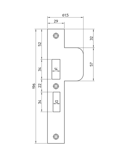 Afbeeldingen van SLUITPLAAT VP 4119/17/T DR1+3 RS RECHTHOEKIG