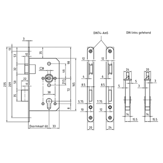 Afbeeldingen van MAUER 8535 D+N CIL. 60 MM RVS DIN LS