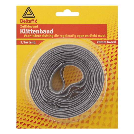 Afbeeldingen van KLITTENBAND ZELFKLEVEND KLEINE ROL HAAKJES EN LUSJES GRIJS 1.5M X 20 MM