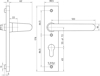 Afbeeldingen van 3252 FP 72MM LS BESLAG KORTSCHILD RECHTHOEKIG, D KRUK-KNOP, BESLAGSET, GEVEERD, KRUKSTIFT 8MM, F1 ALUMINIUM, PC72-PC72, DRAAIRICHTING LINKS