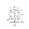 Afbeeldingen van ONGELAGERD SCHARNIER/89X89X2.4/RONDHOEK/STAAL TOPCOAT