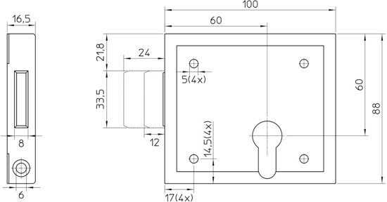 Afbeeldingen van 99/11-60 OPLEGSLOT, DM60MM, SLOTKAST STAAL VERZINKT 88X100MM, STAAL VERZINKTE NACHTSCHOOT, SLUITPLAAT P 99/12, DR 1+2+3+4.