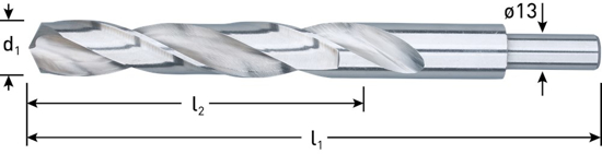 Afbeeldingen van HSS-G SPIRAALBOOR, DIN 338, TYPE N, D2=13, ø18,0