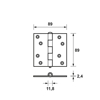 Afbeeldingen van ONGELAGERD SCHARNIER/89X89X2.4/RECHTHOEK/STAAL TOPCOAT