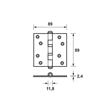 Afbeeldingen van KOGELLAGERSCHARNIER/89X89X2.4/RECHTHOEK/STAAL TOPCOAT