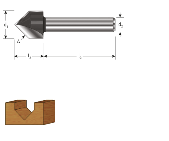 Afbeeldingen van HM V-GROEFFREES 60°, GOLD-LINE, ø12,7, D2=8