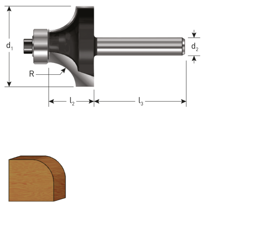 Afbeeldingen van HM AFRONDPROFIELFREES, GOLD-LINE, ø18,7, R=3, D2=8