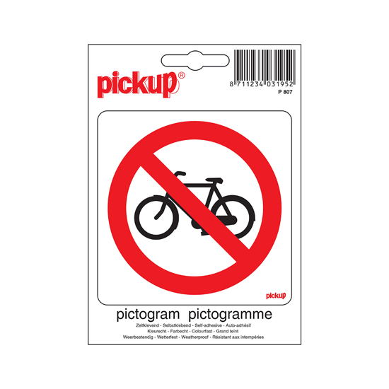 Afbeeldingen van STICKER VERBODEN VOOR FIETSEN 100X100 MM