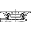 Afbeeldingen van ZWENKWIEL MET ENKELE WIELREM, VORK VAN GEPERST STAAL, VERZINKT, DUBBELE KOGELDRAAIKRANS IN DE ZWENKKOP, BOUTGAT. WIELKERN VAN POLYPROPYLEEN MET LOOPVLAK VAN GESPOTEN POLYURETHAAN, WIELNAAF OP GLIJLAGER