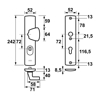 Afbeeldingen van VEILIGHEIDSBESLAG CURVE PLUS S-KNOP PC72 ANTI-KERNTREK/OMKEERBAAR/242X52X13/ALU. GESL. F1/SKG3