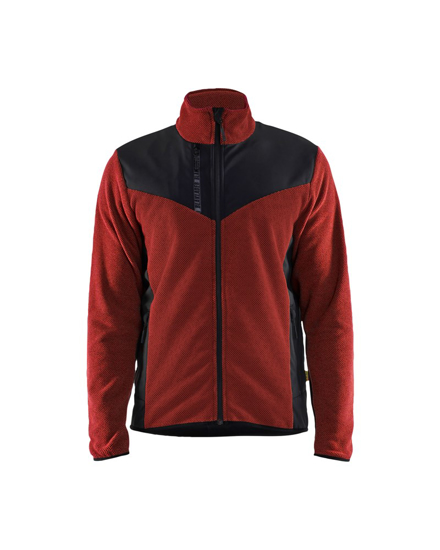 Afbeeldingen van GEBREID VEST MET SOFTSHELL GEBRAND ROOD/ZWART L 594225365999L