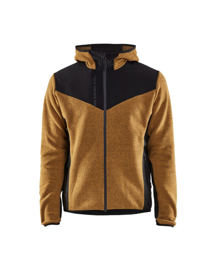 Afbeeldingen van GEBREID JACK MET SOFTSHELL HONINGGOUD/ZWART M 594025363799M