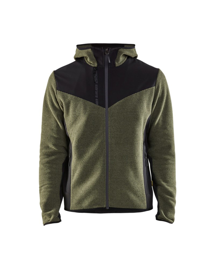 Afbeeldingen van GEBREID JACK MET SOFTSHELL HERFSTGROEN/ZWART L 594025364199L