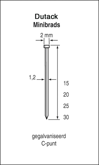 Afbeeldingen van DUTACKFASTENERS MINIBRAD SKN12 CNK 25MM (5000)