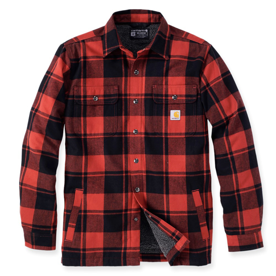 Afbeeldingen van 105939R81 FLANNEL SHERPA-LINED SHIRT JAC RED OCHRE M